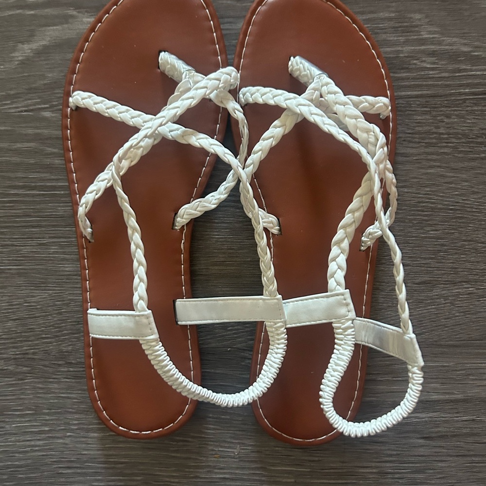 SHEIN White Braided Strap Sandals